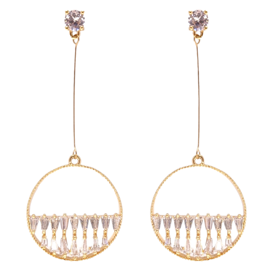 Серьги Xuping Позолота 18K пусеты Подвески с фианитами фото №1