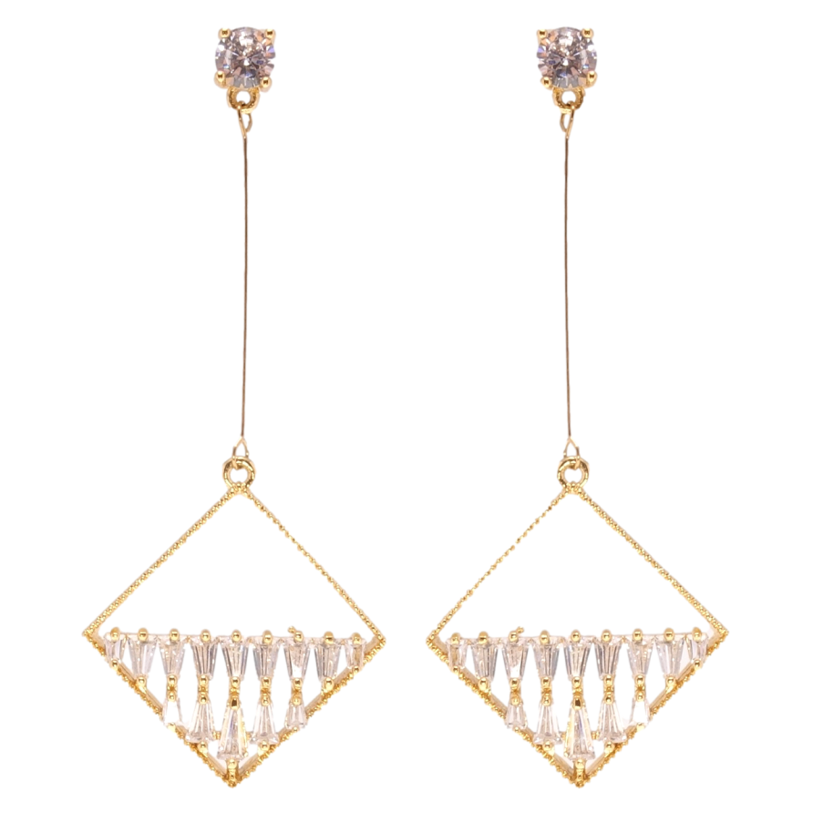 Серьги Xuping Позолота 18K пусеты Подвески с фианитами фото №1