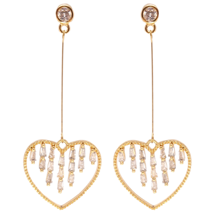 Серьги Xuping Позолота 18K пусеты Подвески сердечки с фианитами фото №23