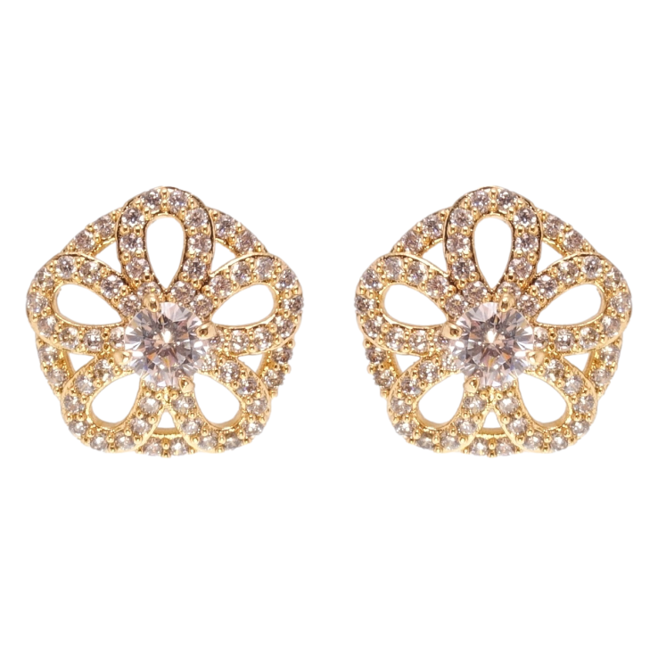 Сережки Xuping Позолота 18K пусети Квіточки з інкрустацією цирконієм фото №20