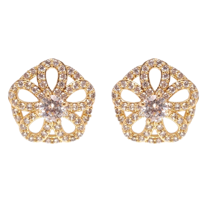 Сережки Xuping Позолота 18K пусети Квіточки з інкрустацією цирконієм фото №1