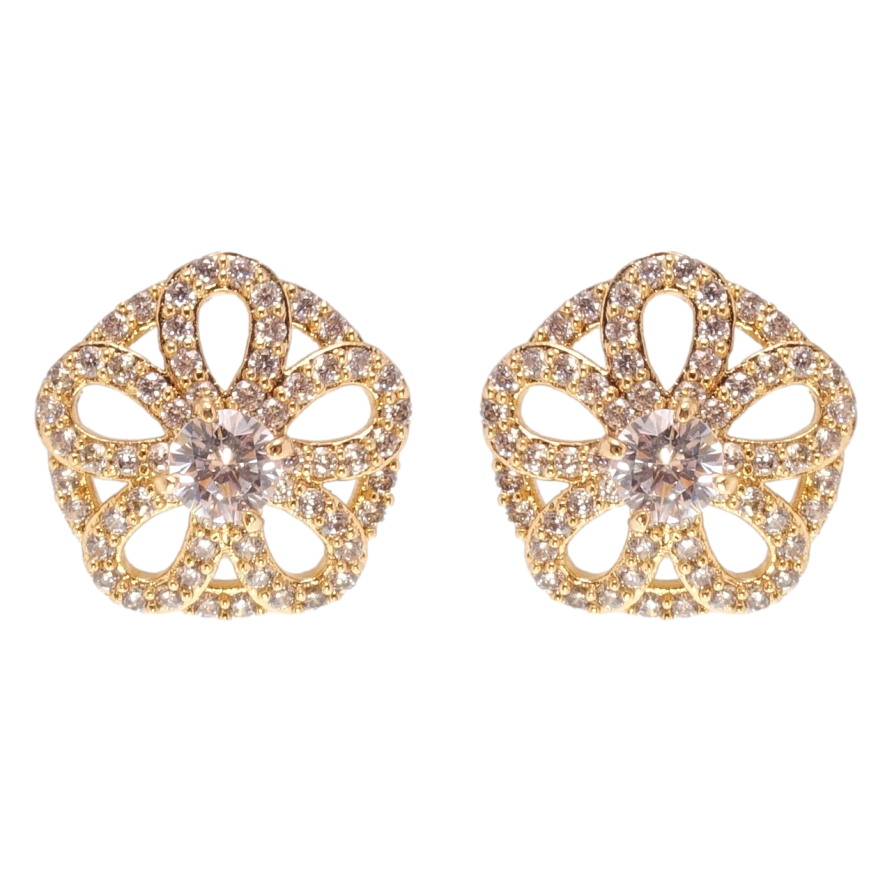 Сережки Xuping Позолота 18K пусети Квіточки з інкрустацією цирконієм фото №1