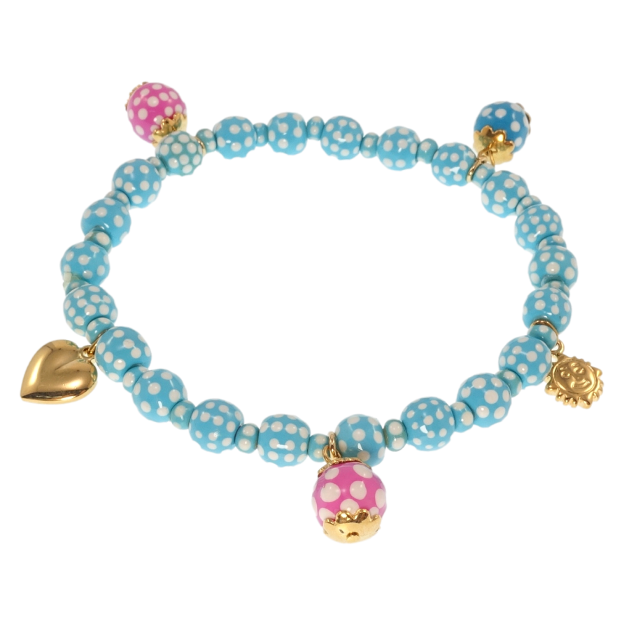 Браслет Xuping Позолота 18K Голубые бусины с подвесками размер 18-26см х 7мм фото №1