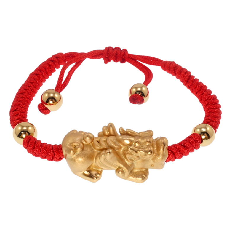 Браслет Xuping Позолота 18K Червоний плетений шнур із вставкою дракон довжина на затяжці 16-25см х 6мм фото №1