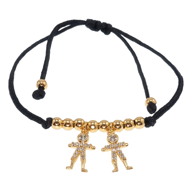Браслет Xuping Позолота 18K Чорний шнур із підвісками чоловічки довжина на затяжці 12-25см х 2мм фото №5 Браслет Xuping Позолота 18K Чорний шнур із підвісками чоловічки довжина на затяжці 12-25см х 2мм фото №5
