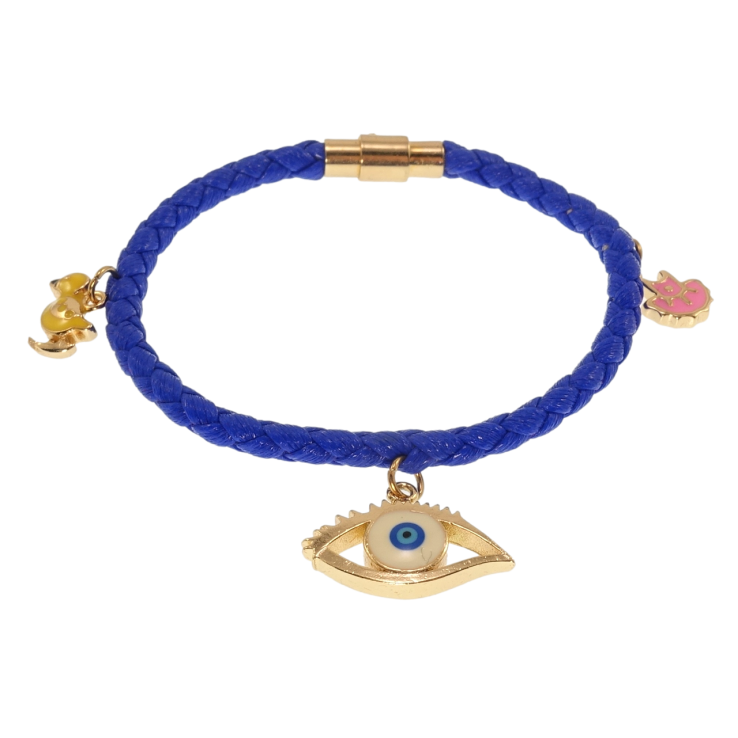 Браслет Xuping Позолота 18K Синий шнур с подвесками застежка магнит, размер 18.5см х 4мм фото №12