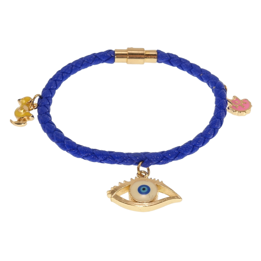 Браслет Xuping Позолота 18K Синий шнур с подвесками застежка магнит, размер 18.5см х 4мм фото №1