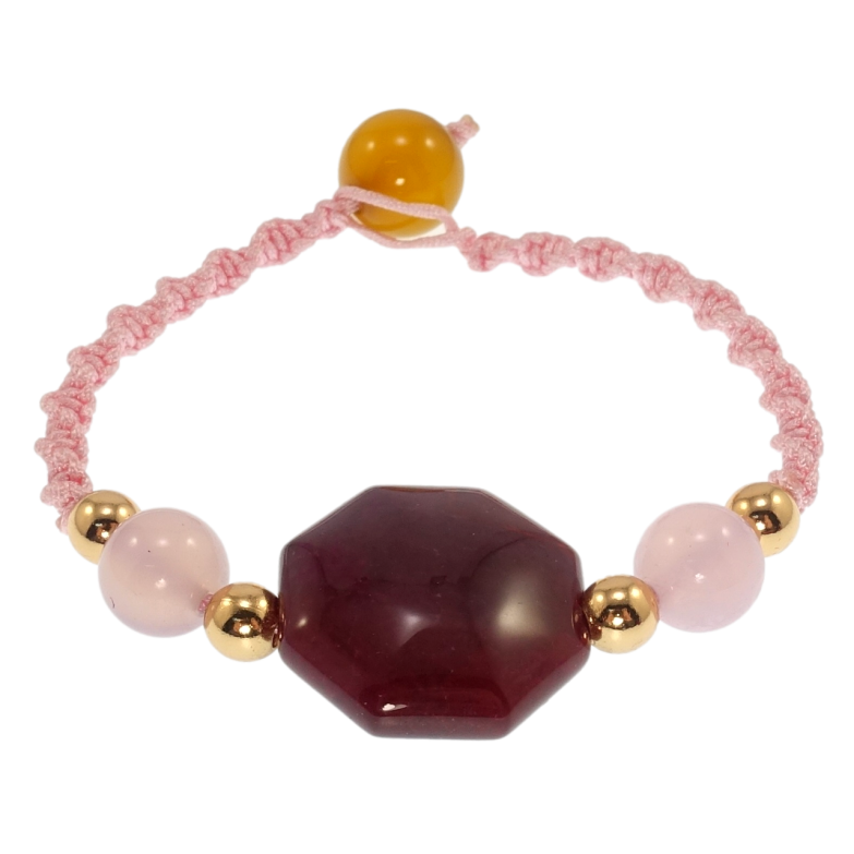 Браслет Xuping Позолота 18K Рожевий шнур з намистинами та вставкою (колір вставки в асортименті) довжина 14см х фото №4