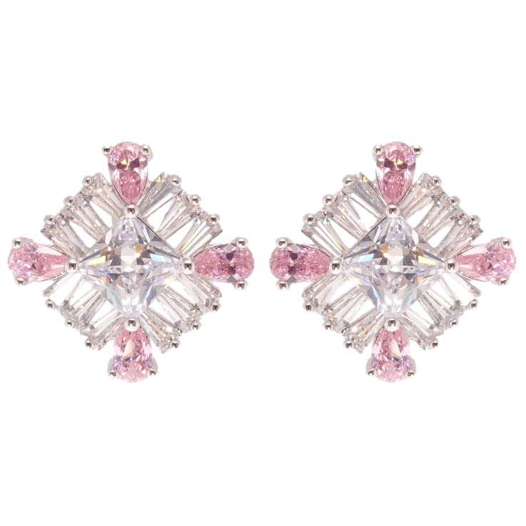 Серьги Xuping Родий пусеты Кристальные ромбы 15х15мм фото №22