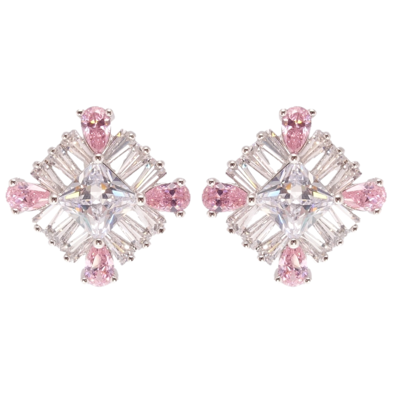 Серьги Xuping Родий пусеты Кристальные ромбы 15х15мм фото №11