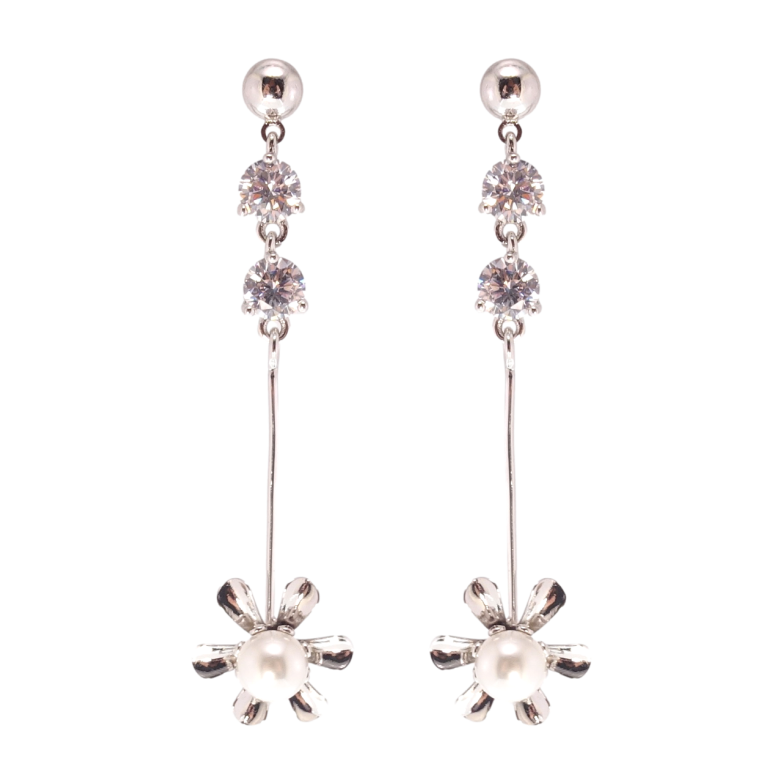 Сережки Xuping Родій пусети Квіточки з перлинами фото №1