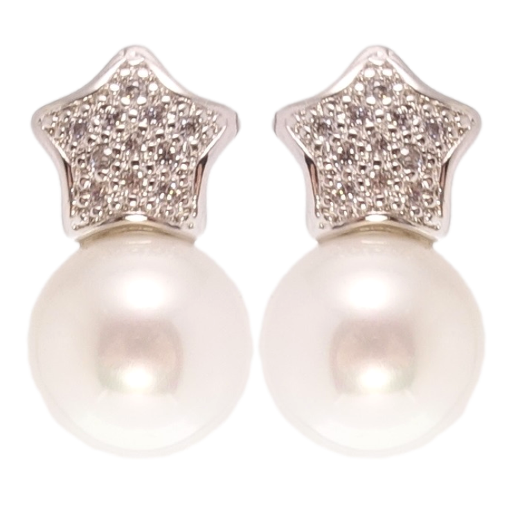 Серьги Xuping Родий пусеты Звезда на жемчужине фото №2