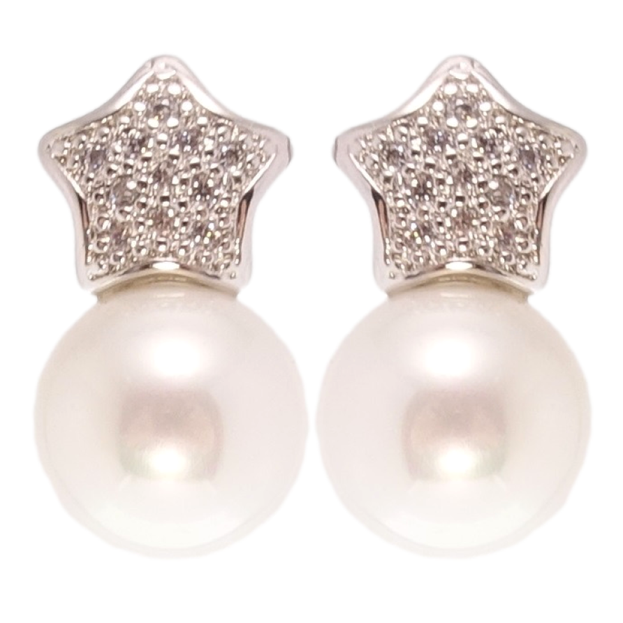 Серьги Xuping Родий пусеты Звезда на жемчужине фото №1