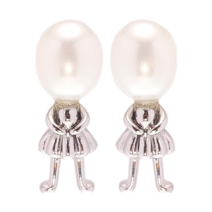 Серьги Xuping Родий пусеты Человечки с жемчужинами фото №11
