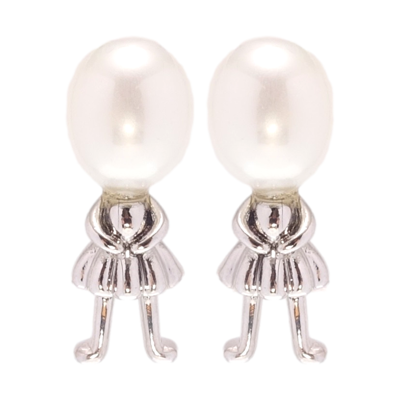 Сережки Xuping Родій пусети Людини з перлинами фото №1