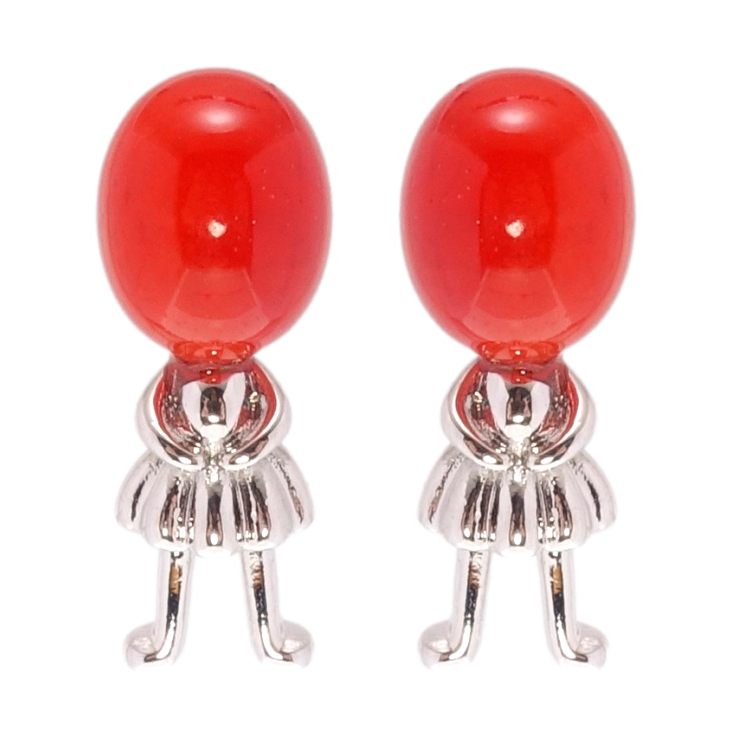 Серьги Xuping Родий пусеты Человечки с красными бусинами фото №10