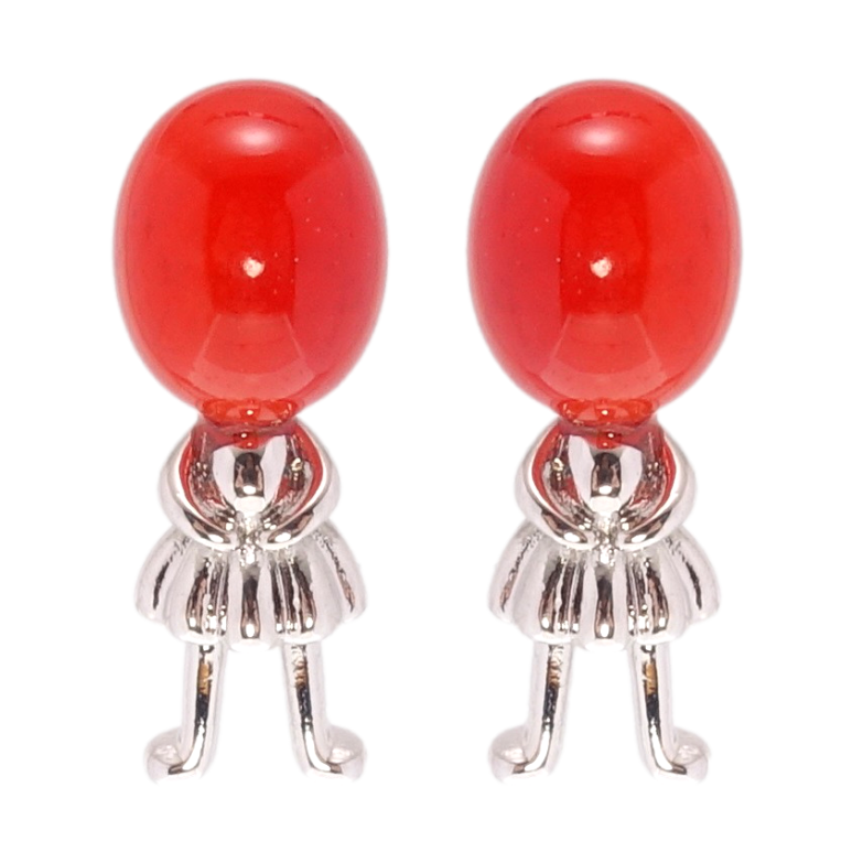 Сережки Xuping Родій пусети Людини з червоними бусинами фото №4