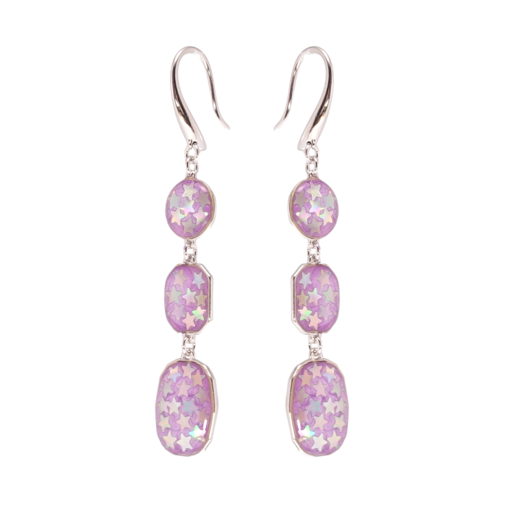 Сережки Xuping Родій французький замок Підвіски із зірочками на бузковій емалі фото №18