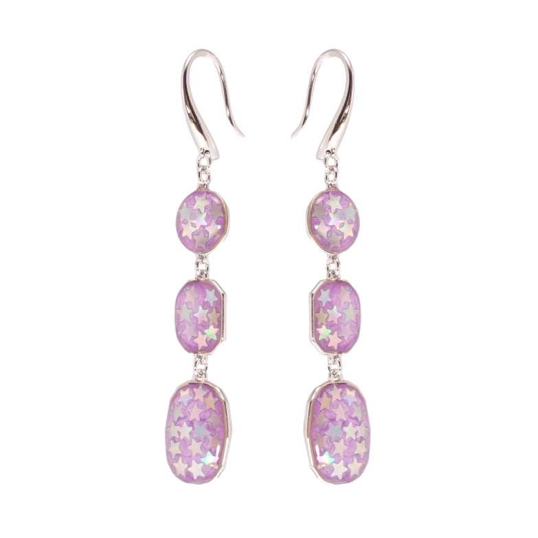 Сережки Xuping Родій французький замок Підвіски із зірочками на бузковій емалі фото №1