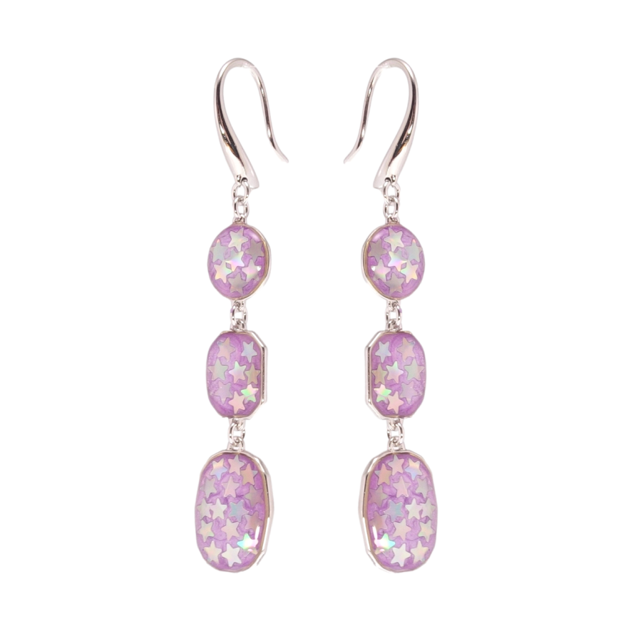 Сережки Xuping Родій французький замок Підвіски із зірочками на бузковій емалі фото №1