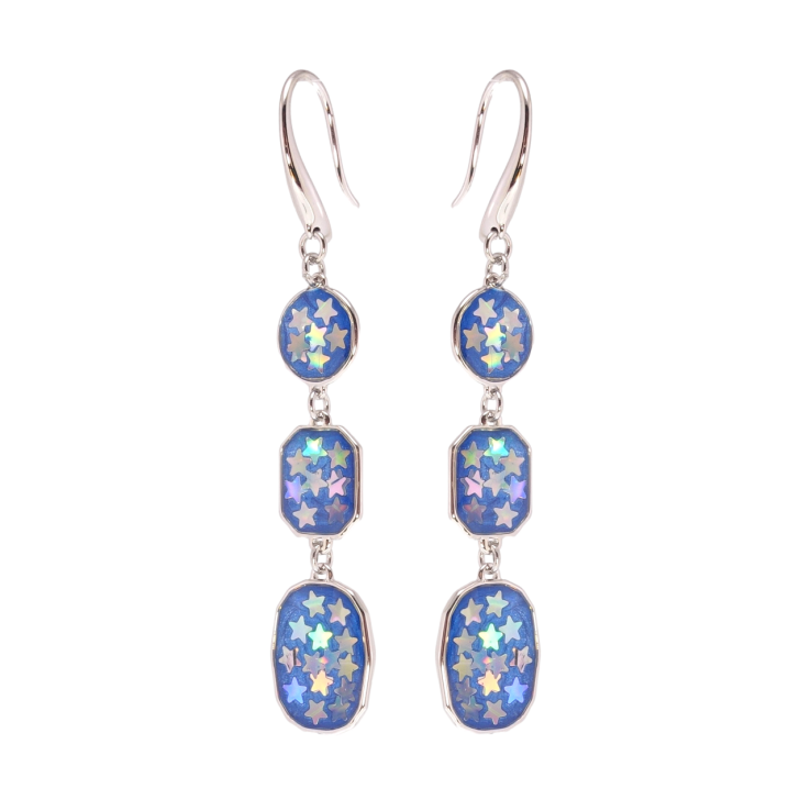 Сережки Xuping Родій французький замок Підвіски із зірочками на синій емалі фото №12