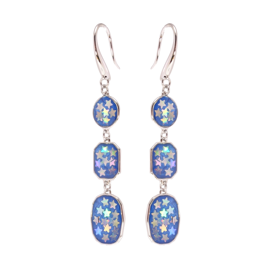 Сережки Xuping Родій французький замок Підвіски із зірочками на синій емалі фото №1