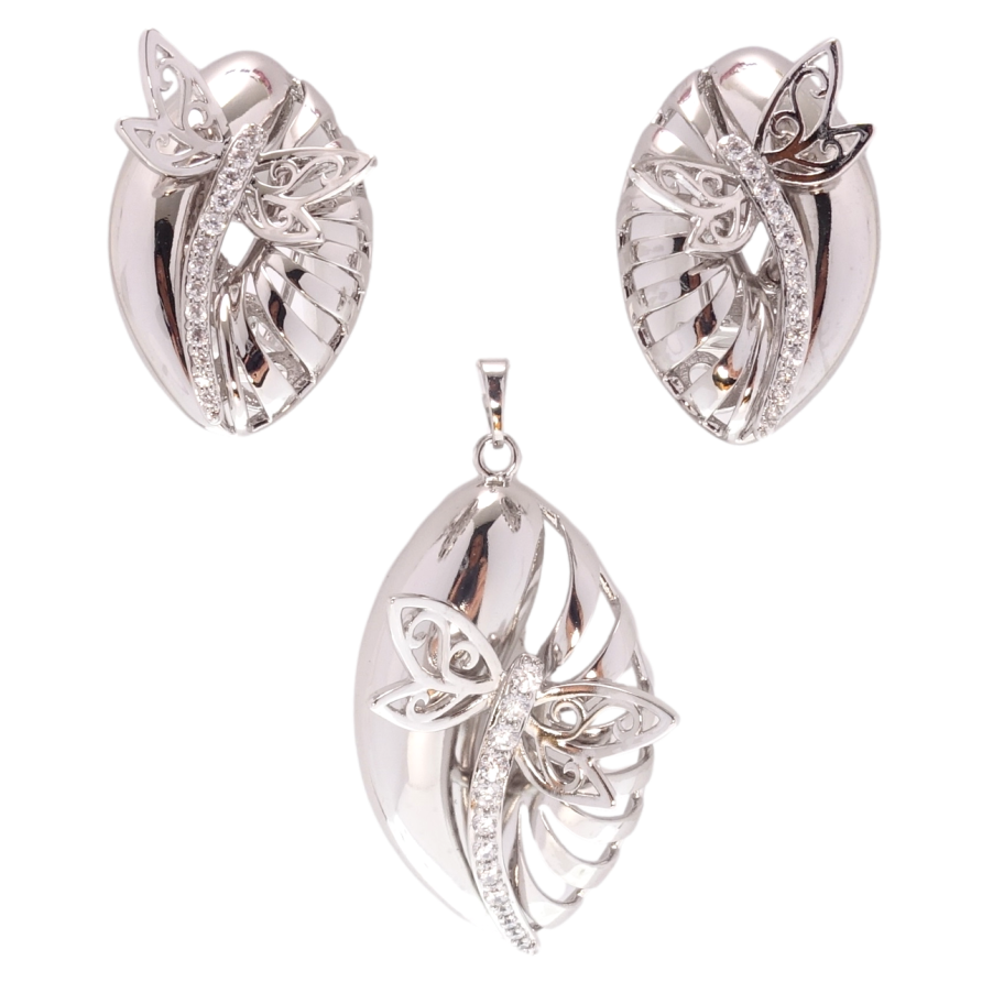 Набір Xuping Родій Сережки Кулон Стрекози фото №1 Набір Xuping Родій Сережки Кулон Стрекози фото №1