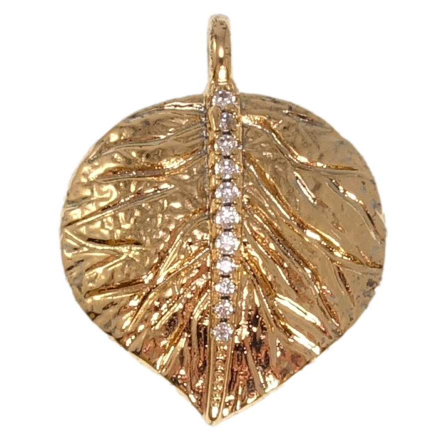 Кулон Xuping Позолота 18K Лист з цирконієм для ланцюжка до 2мм фото №1