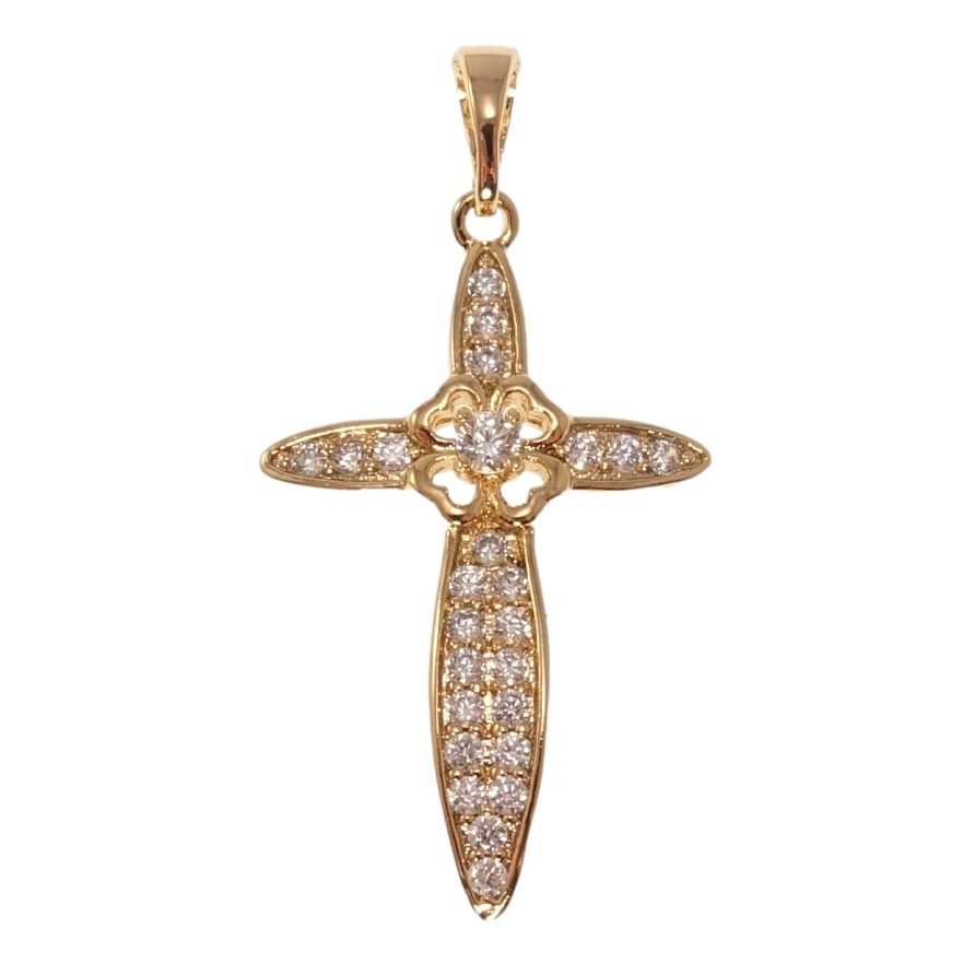 Кулон Xuping Позолота 18K Хрест з цирконієм для ланцюжка до 5мм фото №1