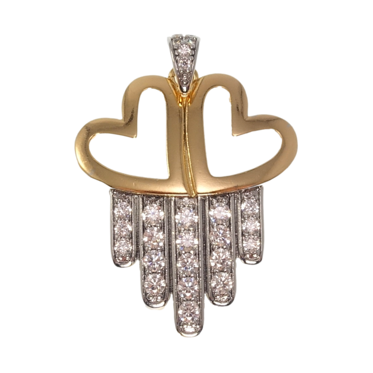 Кулон Xuping Позолота 18K + Родий Сердечки для цепочки до 4мм фото №2