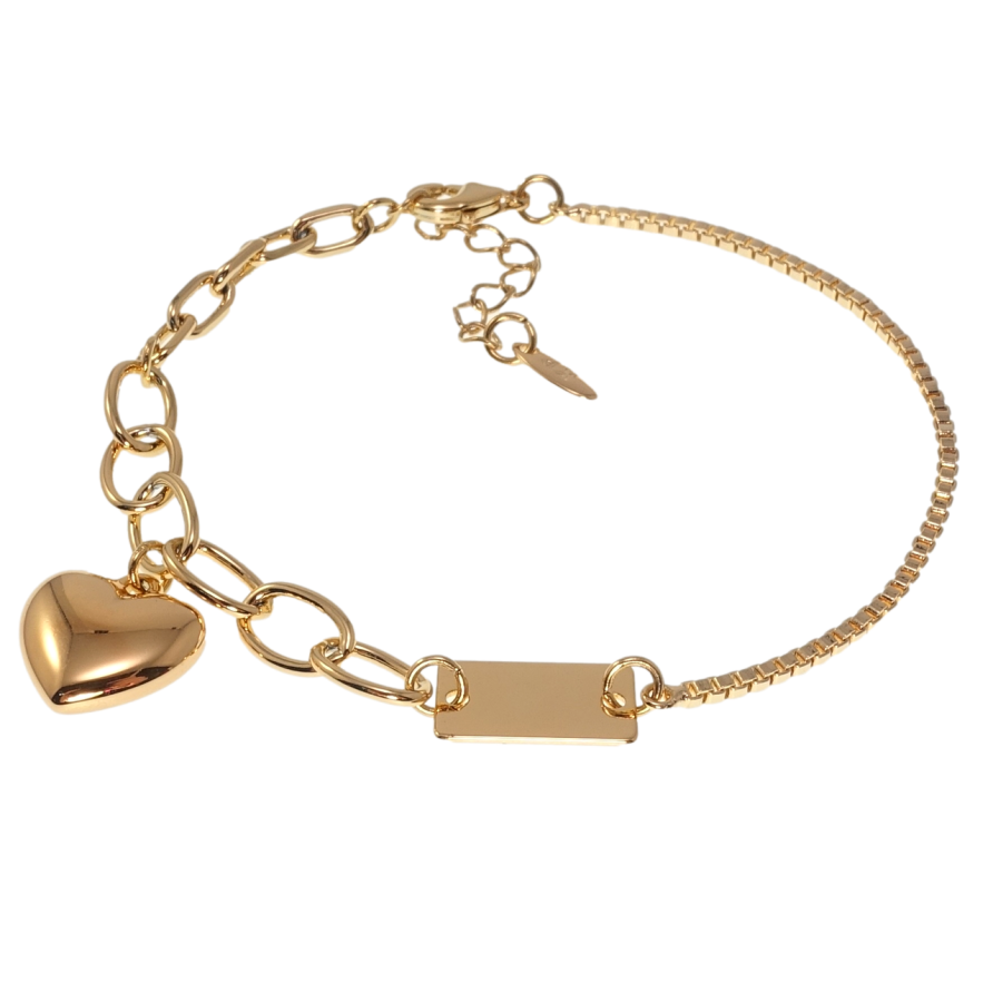 Браслет Xuping Позолота 18K Комбинированное плетение с подвеской длина с доп.цепочкой 17,5-20,5см х 2-6мм фото №1