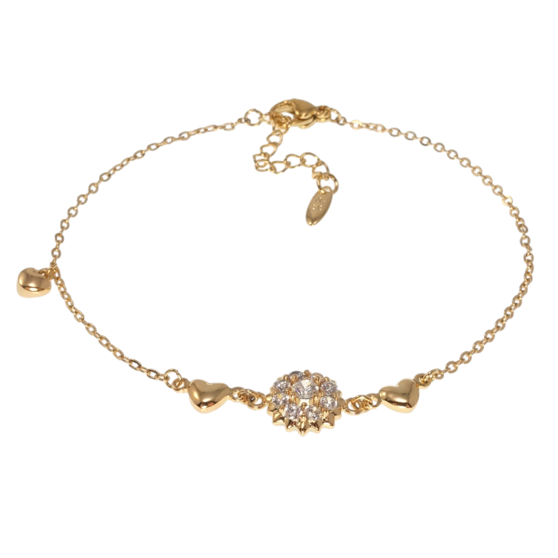 Браслет Xuping Позолота 18K Якорное плетение с сердечками длина с доп.цепочкой 18-21,5см х 1мм фото №1