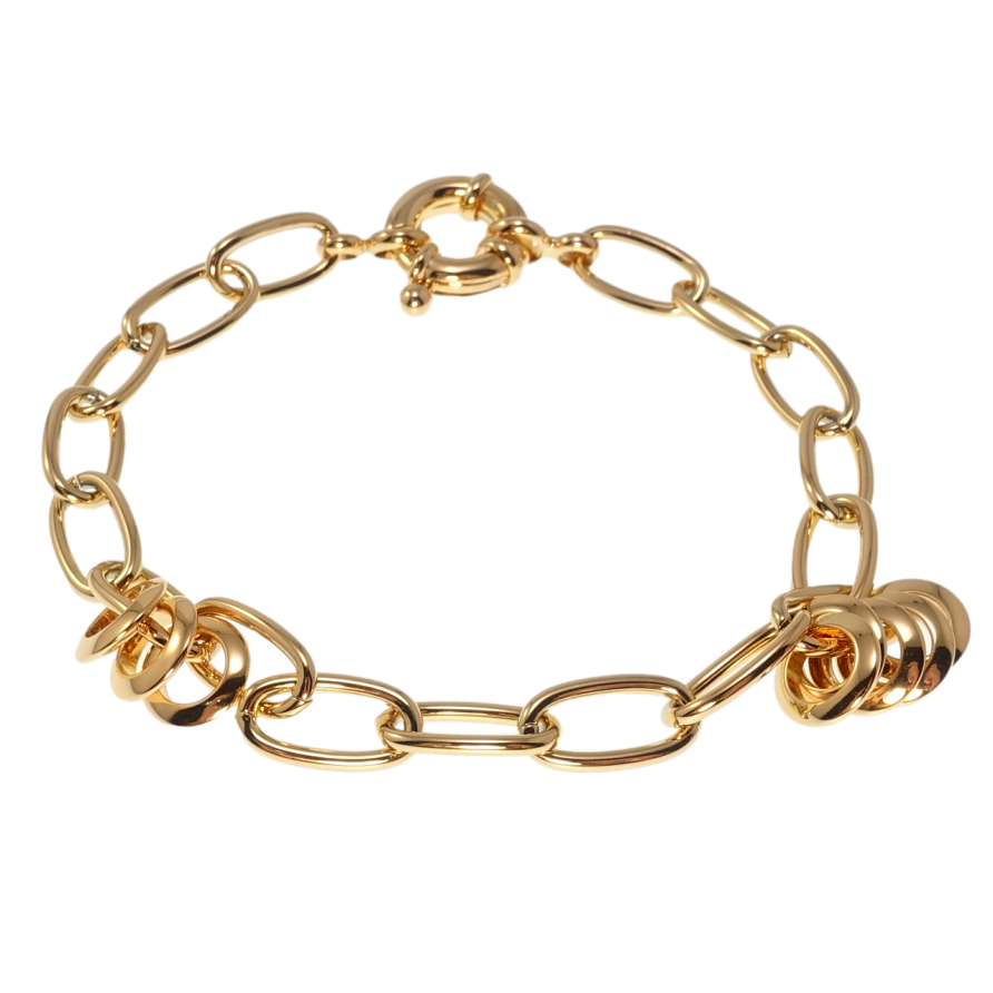 Браслет Xuping Позолота 18K Якорное плетение с подвесками длина 19,5см х 7мм фото №1