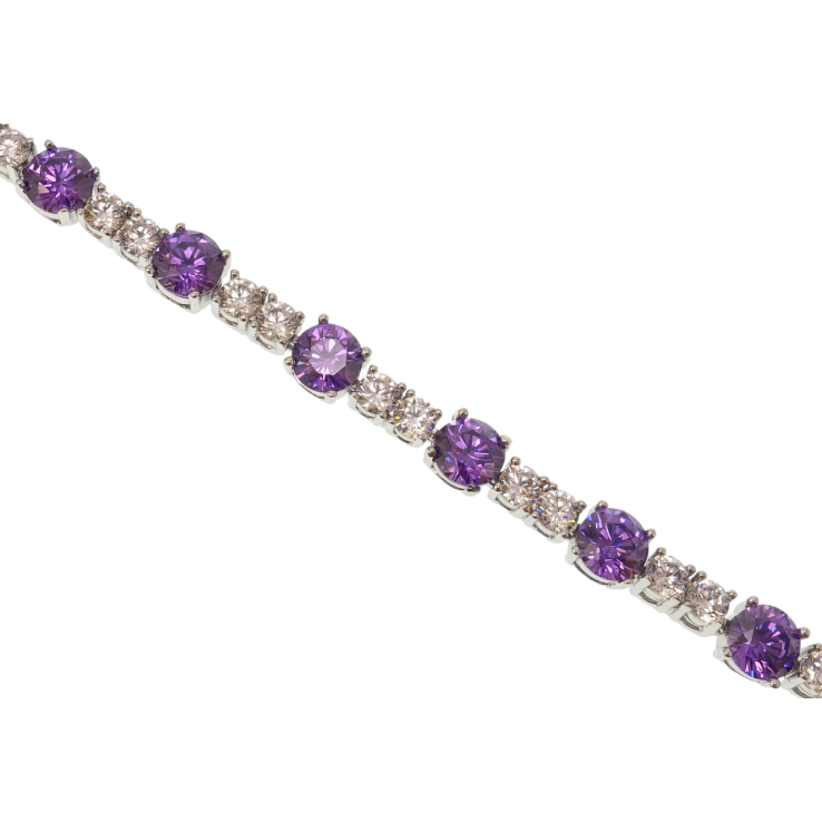 Браслет Xuping Родій Доріжка цирконію з бузковими фіанітами довжина з дод. замком 16,17.5см х 3-5мм фото №3