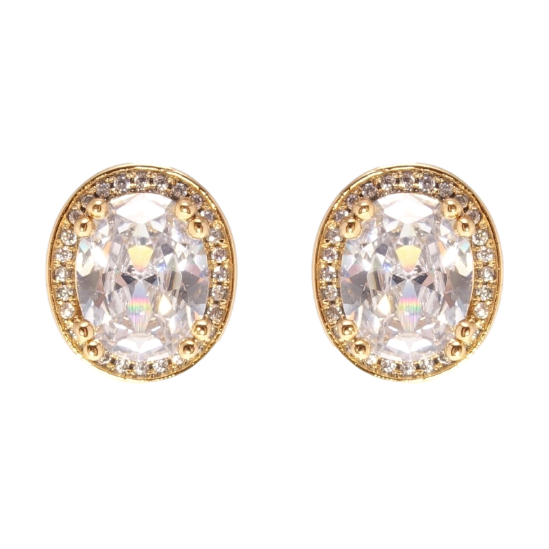 Сережки Xuping Позолота 18K пусети Фіаніти в обрамленні цирконію фото №1