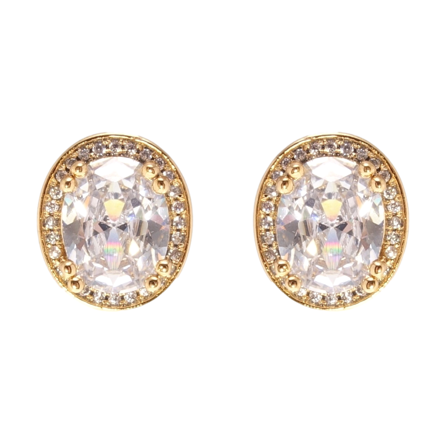 Серьги Xuping Позолота 18K пусеты Фианиты в обрамлении циркония фото №1