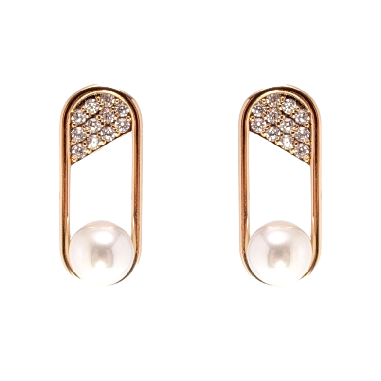 Сережки Xuping Позолота 18K пусети Інкрустація цирконієм з перлами фото №1