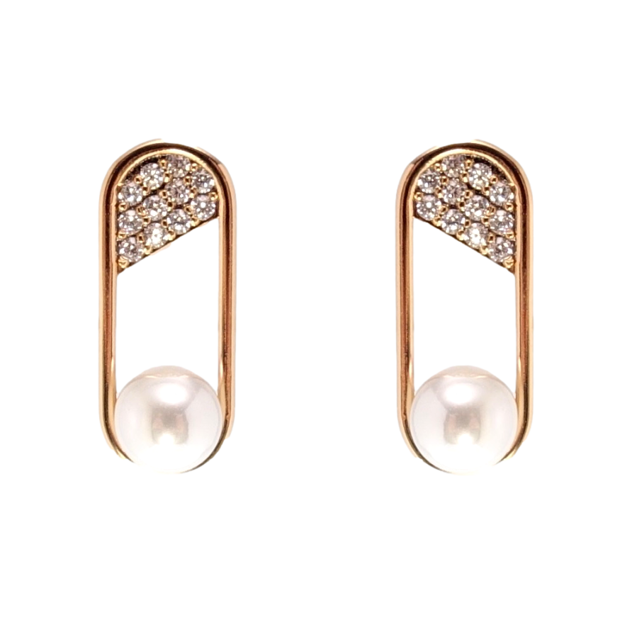 Серьги Xuping Позолота 18K пусеты Инкрустация цирконием с жемчугом фото №1