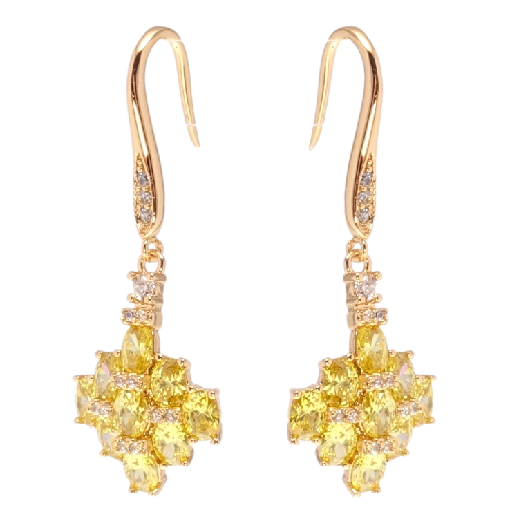 Сережки Xuping Позолота 18K підвіски французький замок Інкрустація жовтими фіанітами фото №24