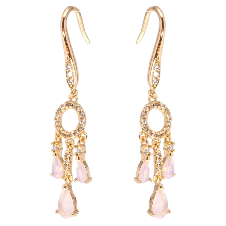 Сережки Xuping Позолота 18K підвіски французький замок Інкрустація цирконієм та рожевими фіанітами фото №23