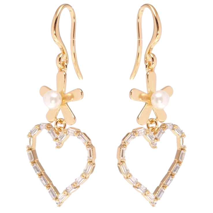 Сережки Xuping Позолота 18K підвіски французький замок Квіточки з сердечками фото №21