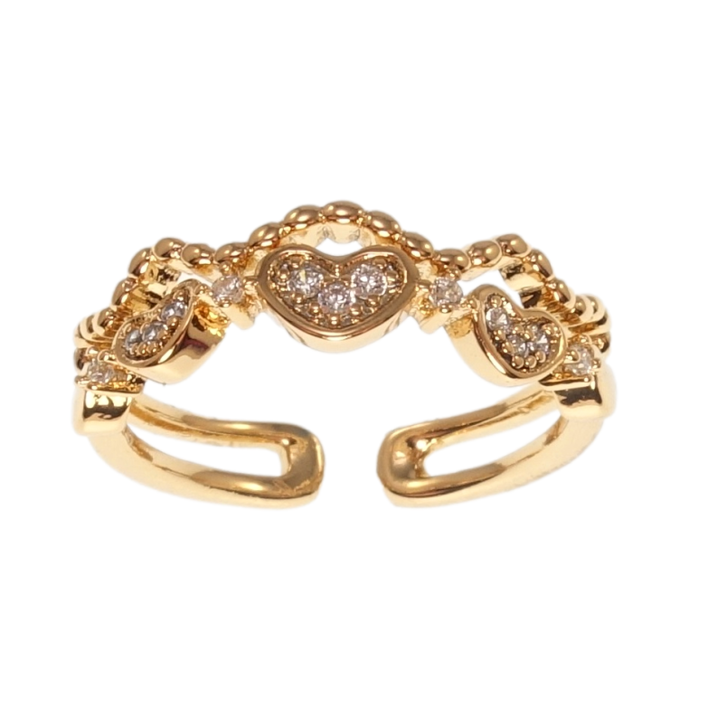 Каблучка Xuping Позолота 18K Сердечки фото №4 Каблучка Xuping Позолота 18K Сердечки фото №4