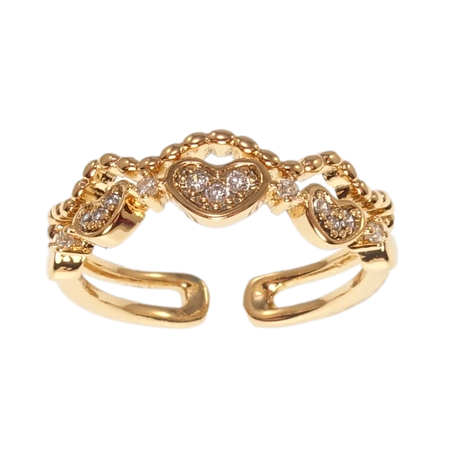 Каблучка Xuping Позолота 18K Сердечки фото №1