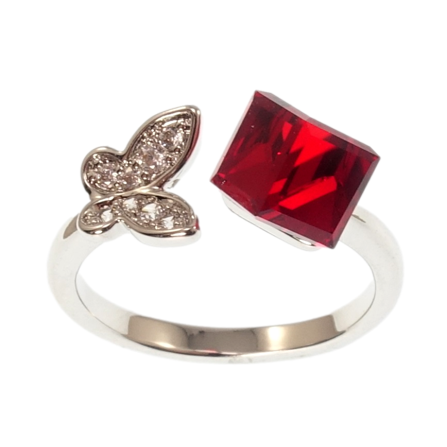 Каблучка Xuping колір Родій із кристалами Swarovski Метелик із кристалом Siam фото №1 Каблучка Xuping колір Родій із кристалами Swarovski Метелик із кристалом Siam фото №1