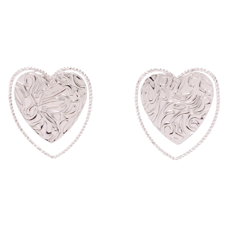 Серьги Xuping Родий пусеты Сердечки фото №2