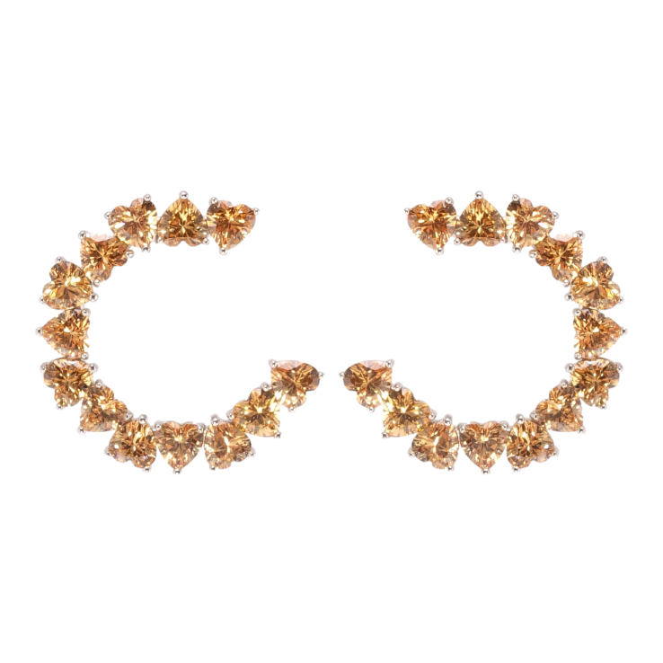 Серьги Xuping Родий пусеты Полукольца из оранжевых фианитов фото №16