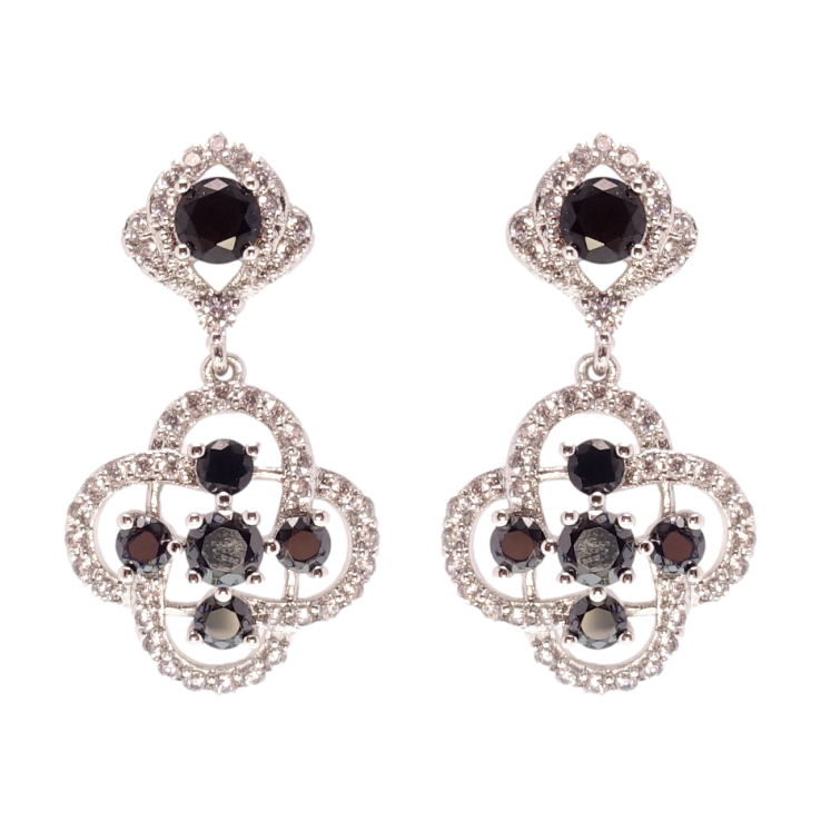 Серьги Xuping Родий пусеты Подвески с черными фианитами и цирконием фото №18