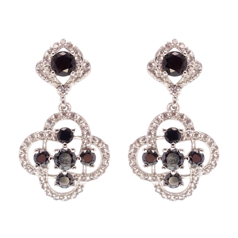 Серьги Xuping Родий пусеты Подвески с черными фианитами и цирконием фото №24