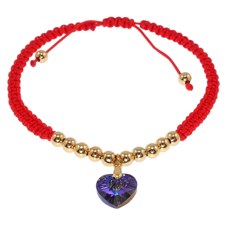 Браслет Xuping QQMM цвет 18K с кр-ми Swarovski Красный шнур с сердцем Majestic Bl на затяжке д.16-23см х фото №1 Браслет Xuping QQMM цвет 18K с кр-ми Swarovski Красный шнур с сердцем Majestic Bl на затяжке д.16-23см х фото №1