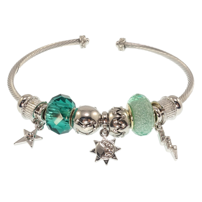 Браслет Xuping QQMM Родій У стилі Pandora Жорсткий браслет з декоративними намистинами ø 6,5см фото №1